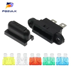 5Sets Waterproof Auto Standard Middle Fuse Holder + Car Boat Truck ATC ATO Blade Fuse 3A 5A 10A 15A 20A 25A 30A 35A 40A