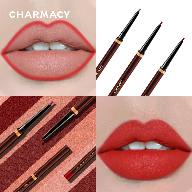 CHARMACY Natural Waterproof Matte Lipsticks Pencil Contour Tint Nude Sexy Non-stick Cup Smooth Lip Liner Stick Cosmetics