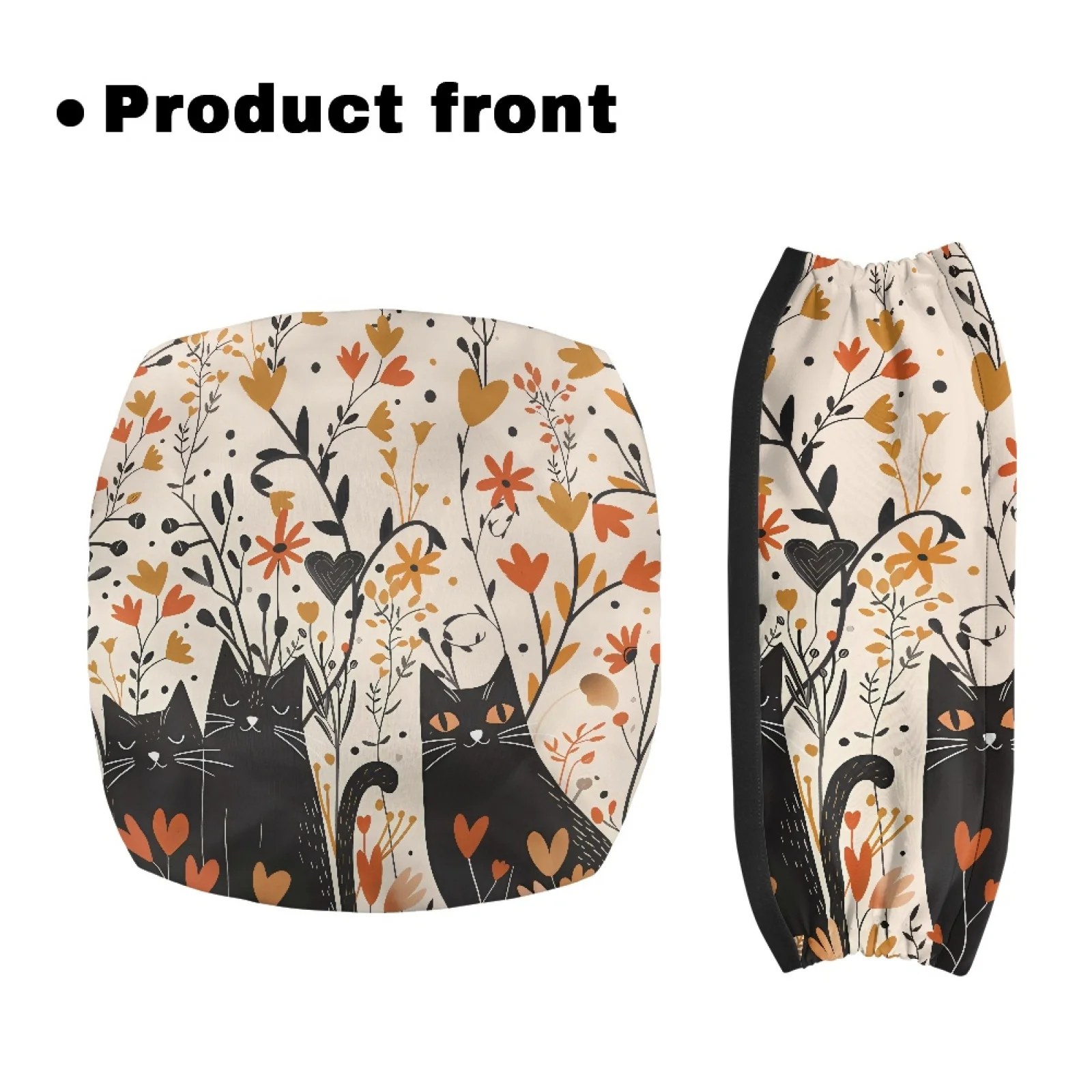 Coloranimal Black Cats Pack of 2 Seat & Backrest Cover Set Polyester Fabric Walker Cover for Senior Ladies
