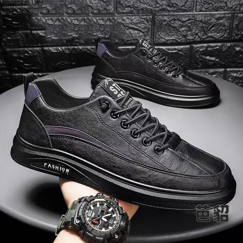 Men's Casual Work Shoes 2026 New Summer Slip-On Leather Shoes Anti-Slip Wear-Resistant Kitchen Trendy Shoes Comfortable Breat...
