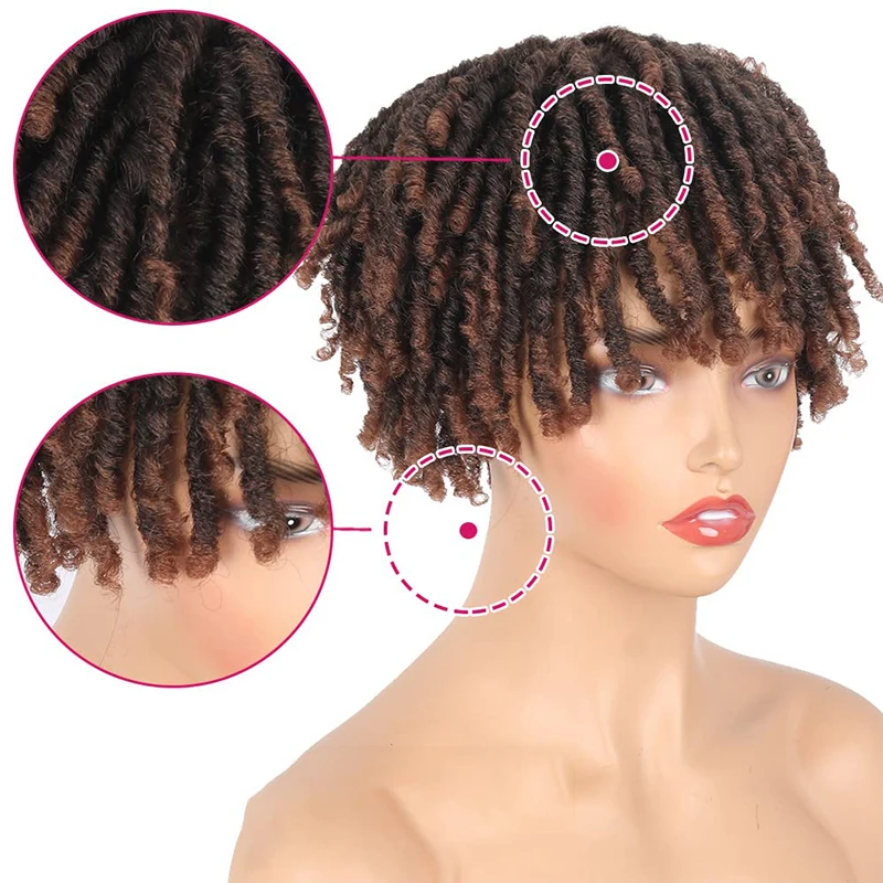 Short Crochet Wigs Synthetic Clips in Hair Toupee Extensions Afro Synthetic Braided Half Wig Dreadlock Hairpieces For Men Women