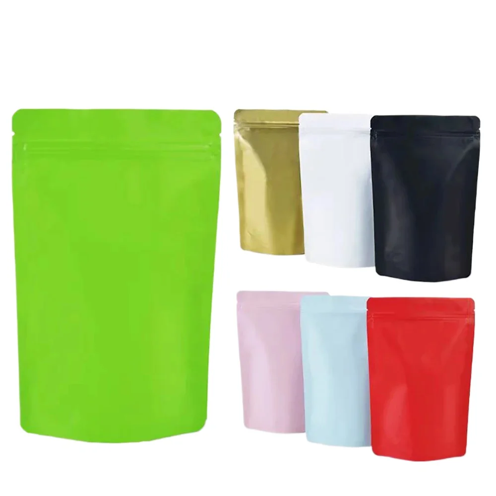 50pcs Thickened Stand Up Matte Aluminum Foil Zip Lock Mylar Pouch Rcloseable Ground Coffee Tea Nuts Snacks Storage Bags