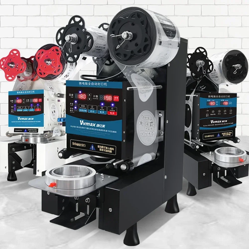Full Automatic Cup Sealing Machine Plastic Sealer Paper Cup Milk Tea  Food Seaer Electric Bubble Tea Film English Version.