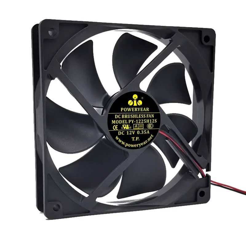 POWERYEAR PY-1225H12S 12V 0.35A 12CM 12025 Ice Chassis Cooling Fan for Electronics Enclosures and Server Racks