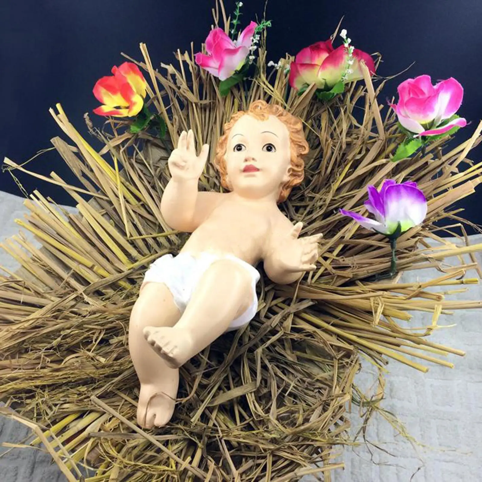 

Baby Jesus Figure Nativity Collection Nativity Scene Desktop Decoration Resin Sculpture for Festival Home Holiday Indoor Office