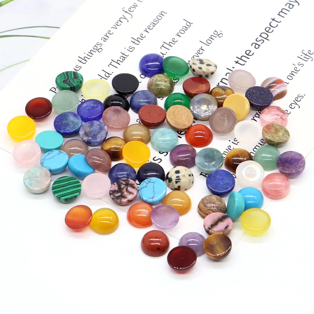 

10mm Round Flat Back Cabochon Bead Natural Stone Healing Crystal DIY Jewelry Ring Earring Pendant Necklace Accessories Wholesale