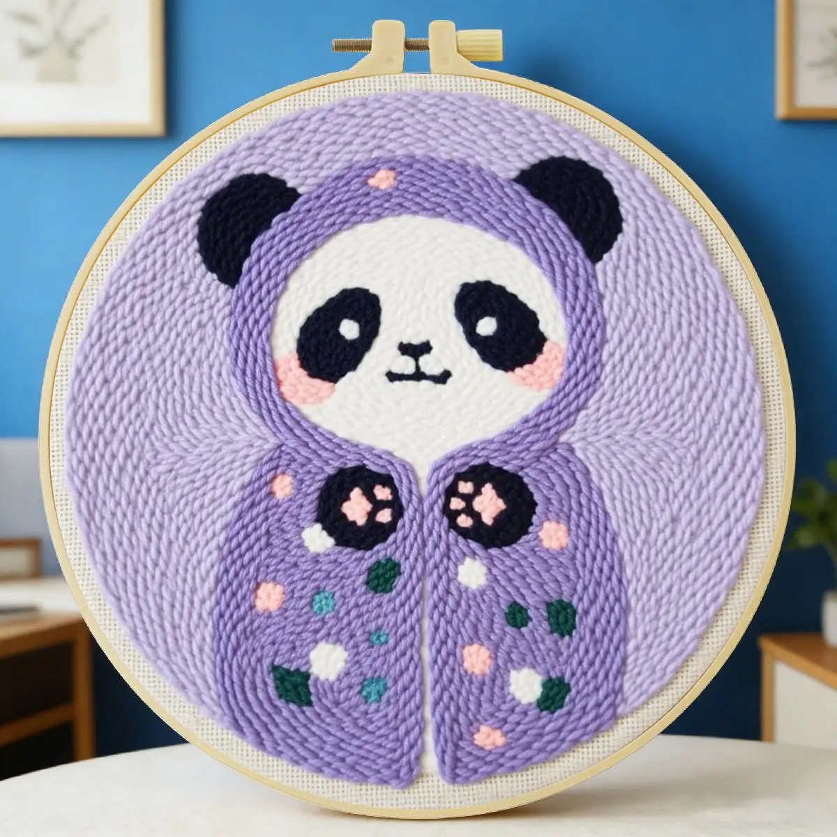 

20X20CM/7.87inch Animal - Bear punch needle embroidery set kit Stitch Embroidery Knitted embroidery DIY handmade gift Sewing Art