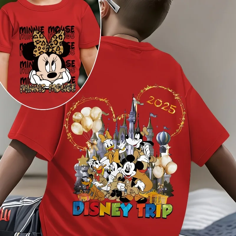

Детская одежда Disney с Микки Маусом и Дональдом Даком, двусторонний летний новый повседневный хлопковый топ с принтом для мальчиков и девочек
