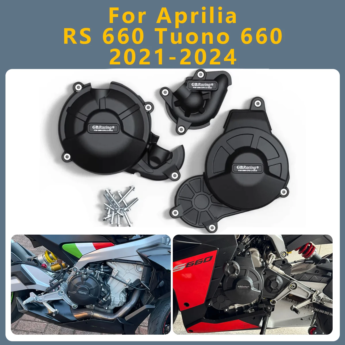 

Motorcycle Engine Cover Clutch Cover Protection Set Accessories For Aprilia RS Tuono 660 2024 2021-2023 RS660 RS-660 Tuono-660