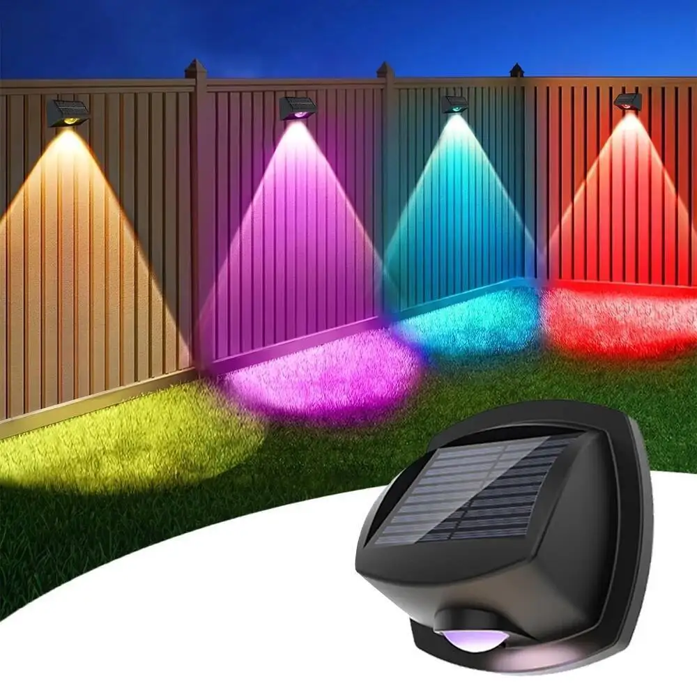 Solar Fence Lights Outdoor Waterproof IP65 Solar Wall Lamp Outside Multicolor or 3-Colors Led Solar Powered Light for Yard Porch
