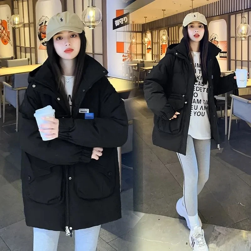 Down Cotton Jacket Women Parkas 2025 New Winter Jacket Hooden Cotton Padded Coat Korean Loose Warm Thicke Pregnant Woman Outwear