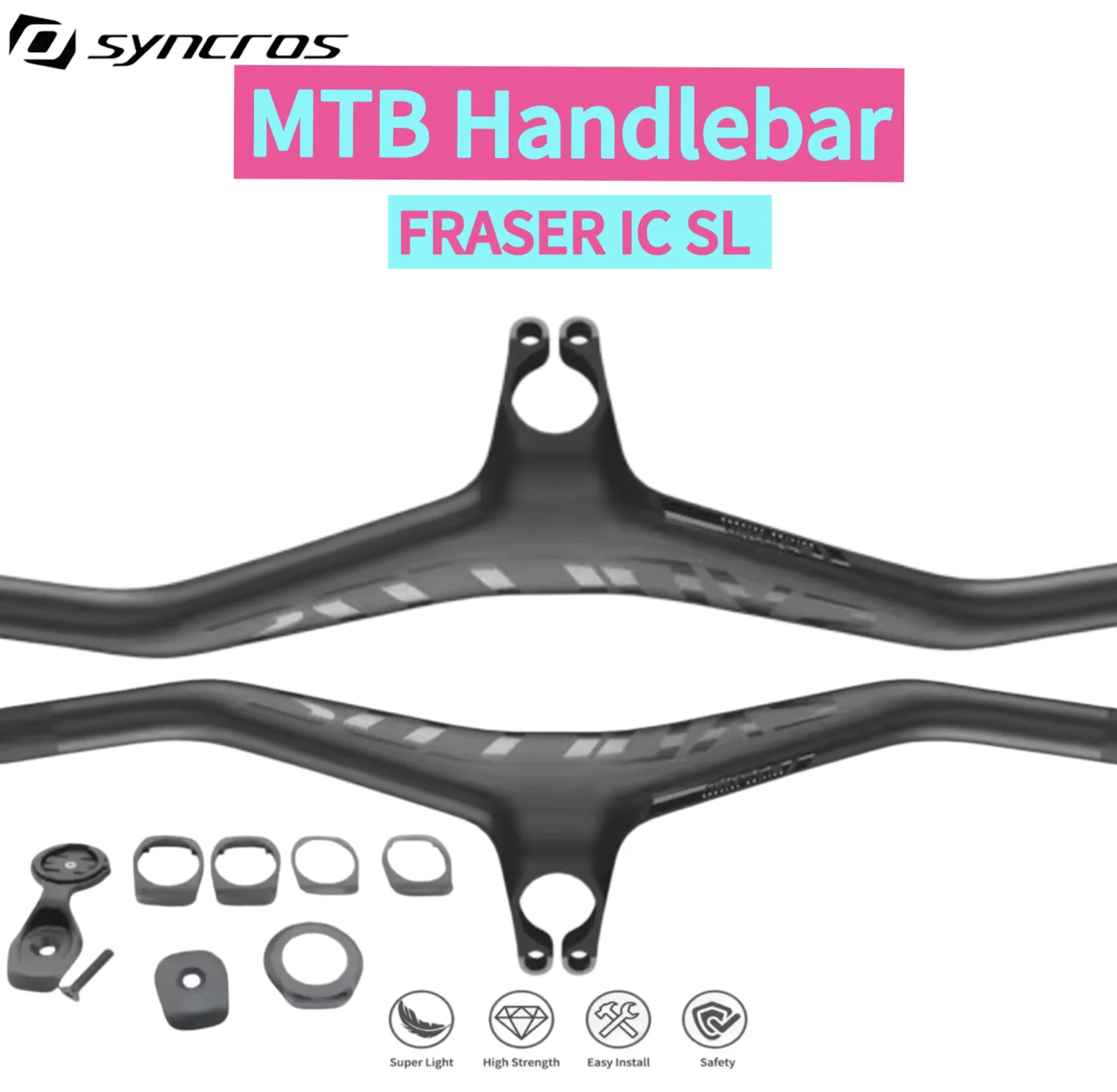 

Интегрированный руль для горного велосипеда SYNCROS FRASER IC SL из карбона -25, три варианта с титановыми винтами