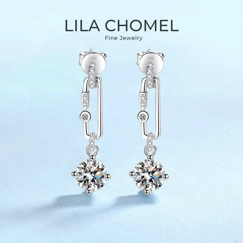 

Girl Valentine's Day Tassel Long Style 18K White Gold Women Wedding Drop Earrings 1/2Carat Moissanite Diamond Girl Birthday Gift