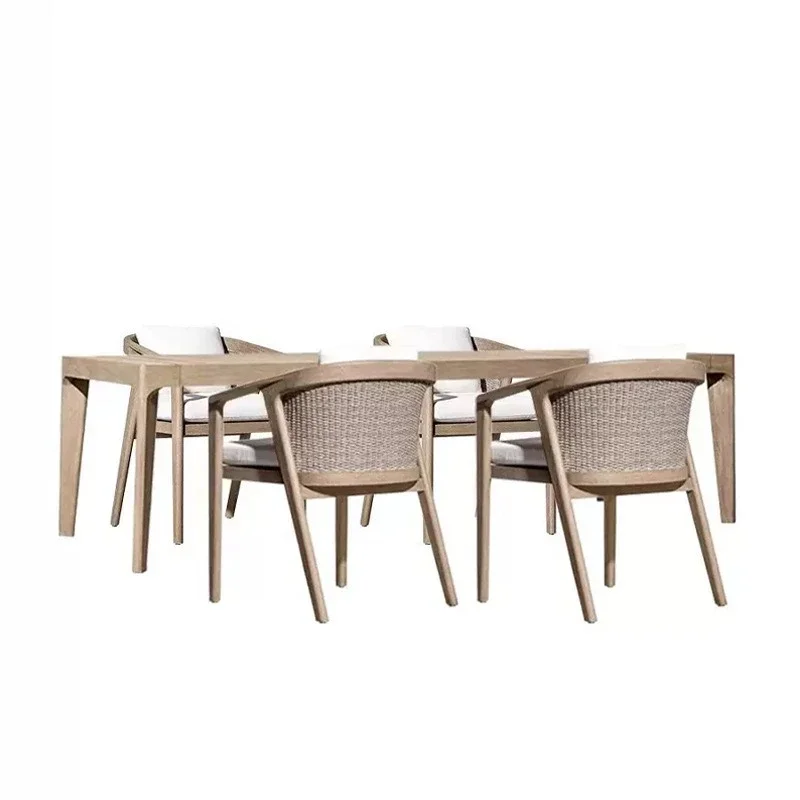 

Outdoor villa courtyard solid wood dining chair hotel homestay simple teak table terrace garden waterproof sun leisure chair