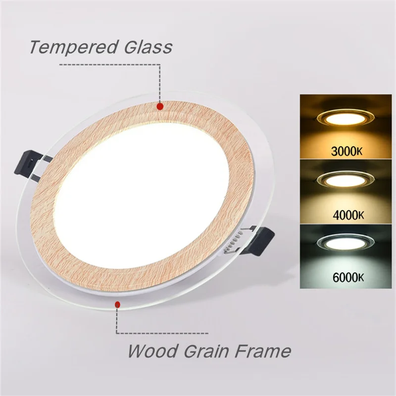 Nordic Embedded Downlight 6W/9W/12W Wood Grain Led Ceiling Lamps for Corridor Kitchen Bedroom Study Living Room Light Fixture