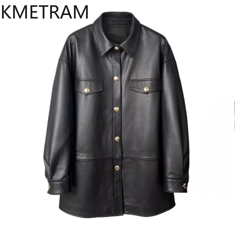 100% Top Layer Sheepskin Jacket Woman Black Mid Length Genuine Leather Jackets New in Outerwears Fall Clothes 2025 Women кожанка