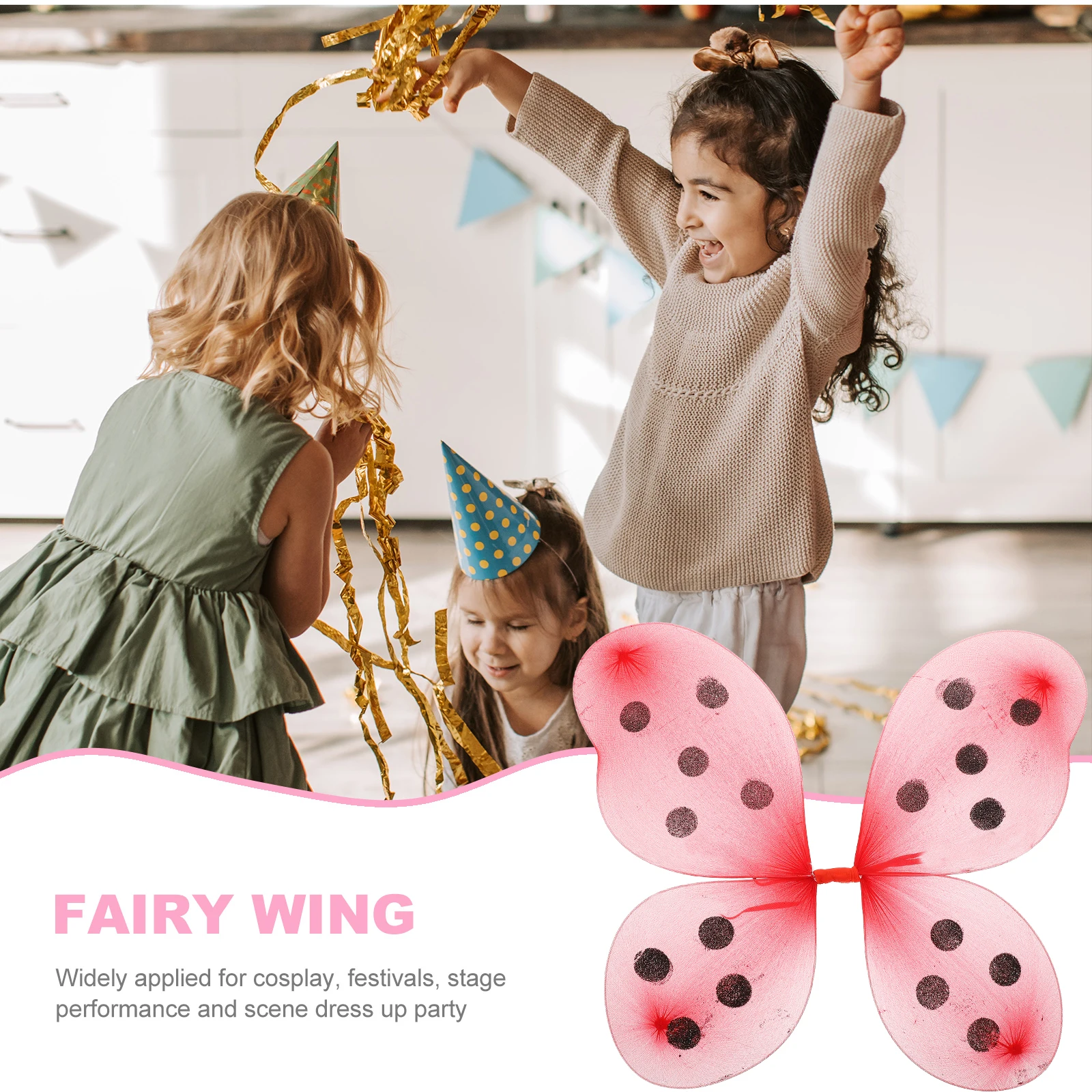 

1Pcs Cute Ladybug Wings Prop Red Black Shimmer Kids Dress Up Party Cosplay Accessory