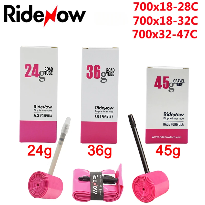 RideNow Ultralight Bike Inner Tube 700C X18 23 25 28 32 35 37 40 47 MTB 27 TPU Inner Tube French Valve Inner Tubes Patch Kit