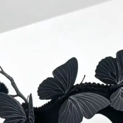2pcs Black Gothic Butterfly Branch Half Face Lightweight Plastic Vintage Design For Halloween Masquerade Ball Festival Part