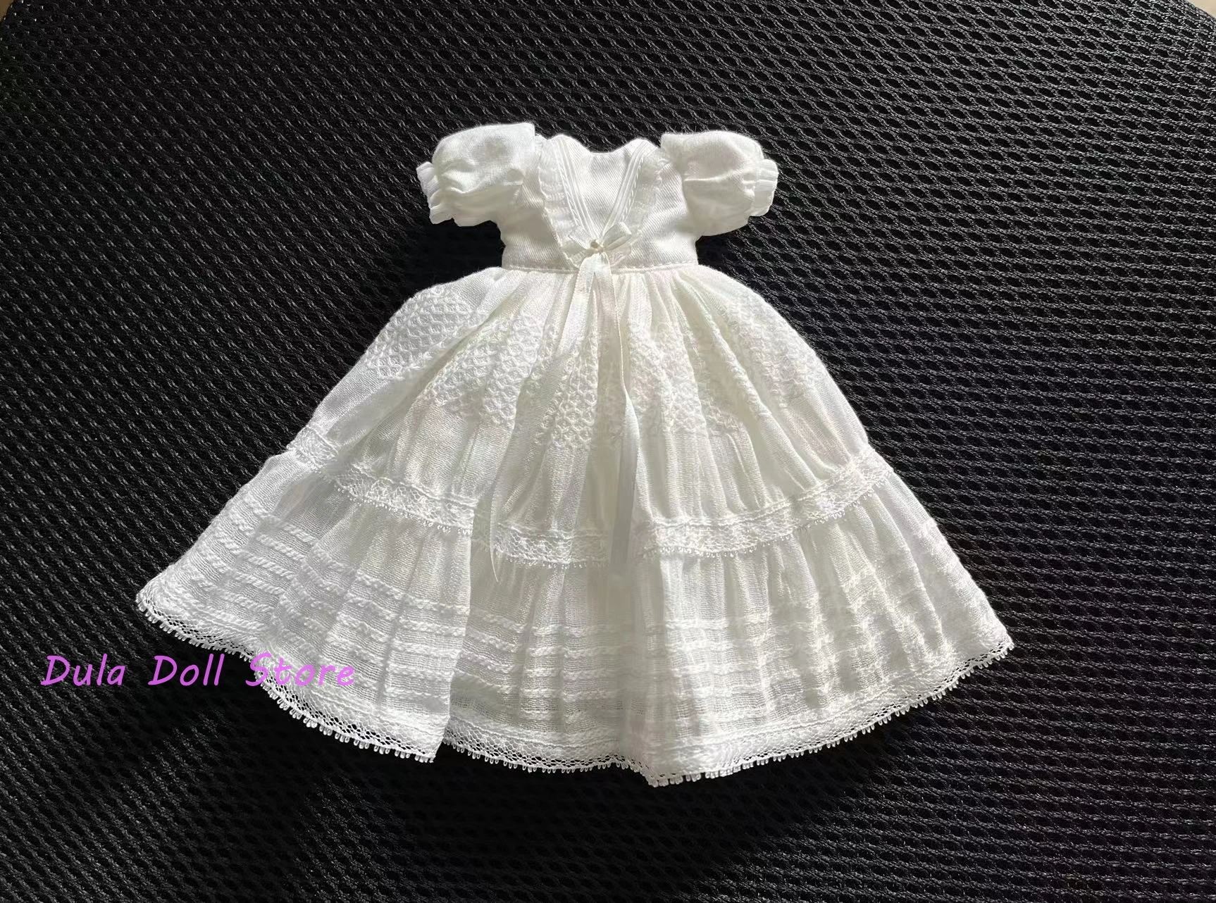 (Vendita speciale) Vestiti per bambole Dula Abito bianco estivo a maniche corte doppia gonna Blythe ob24 Bjd Doll