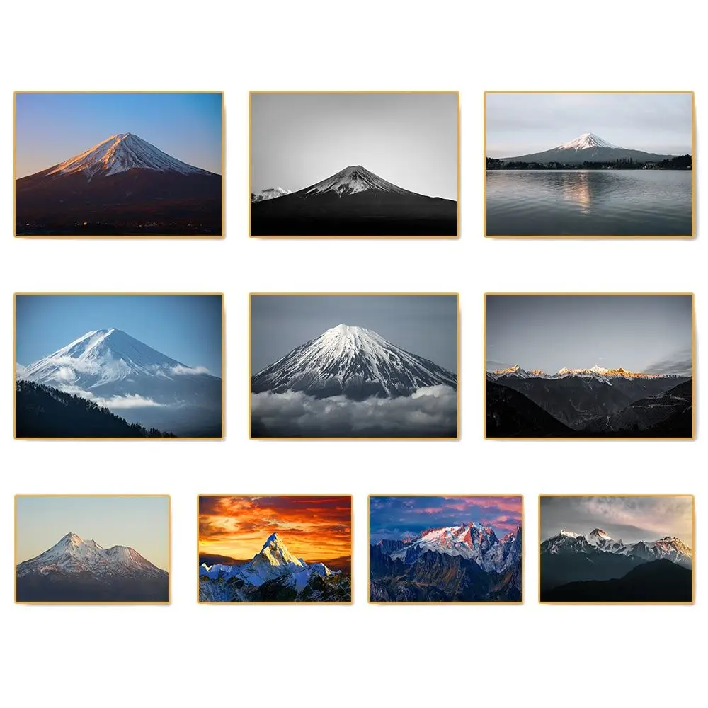 Nature Pictures Mount Fuji Taranaki Snow Mountain Posters Prints Black White Landscape Canvas Painting Wall Art Home Decor