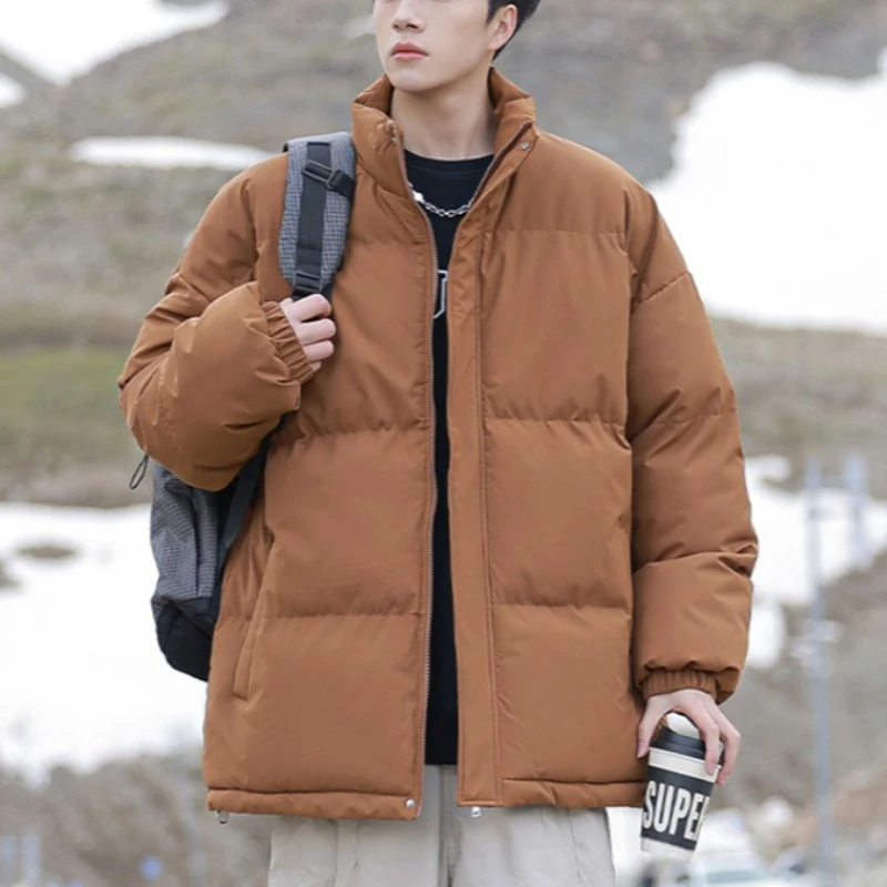 

Мужская хлопковая куртка-пуховик 8XL, осенне-зимняя свободная куртка-хлеб, мужское однотонное короткое пальто с воротником-стойкой, мужская модная повседневная парка