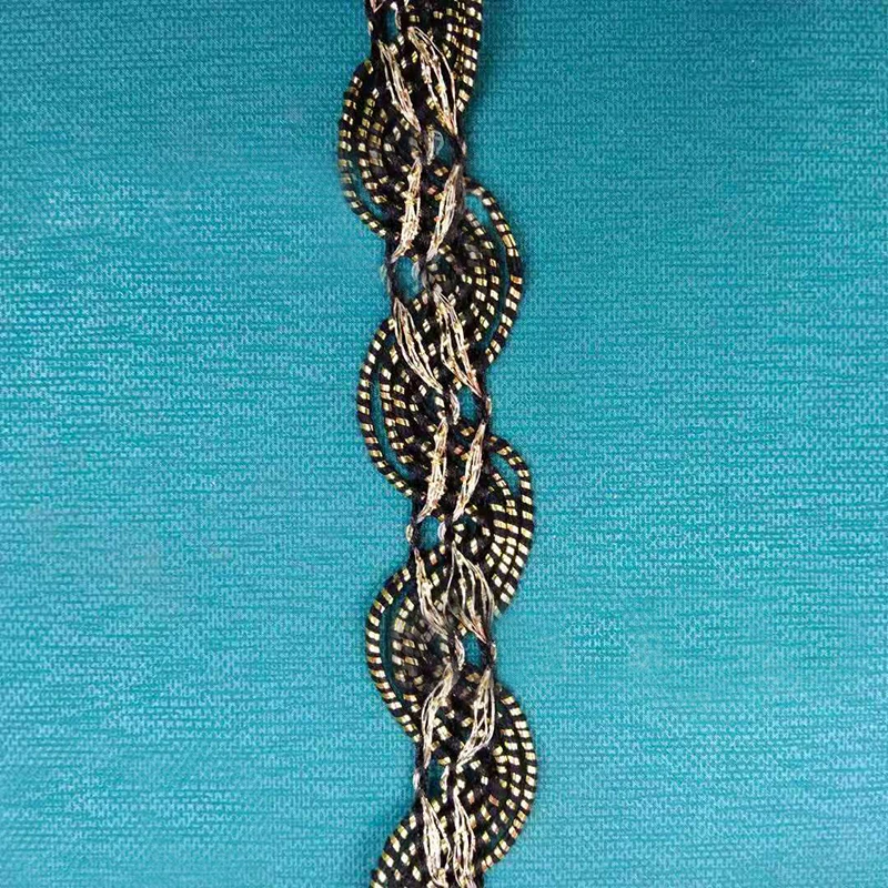 20Yards Black Gold Lace Trim Ribbon Curve Lace Fabric Sewing Centipede Braided Lace Wedding Craft DIY Clothes Accessories Decora