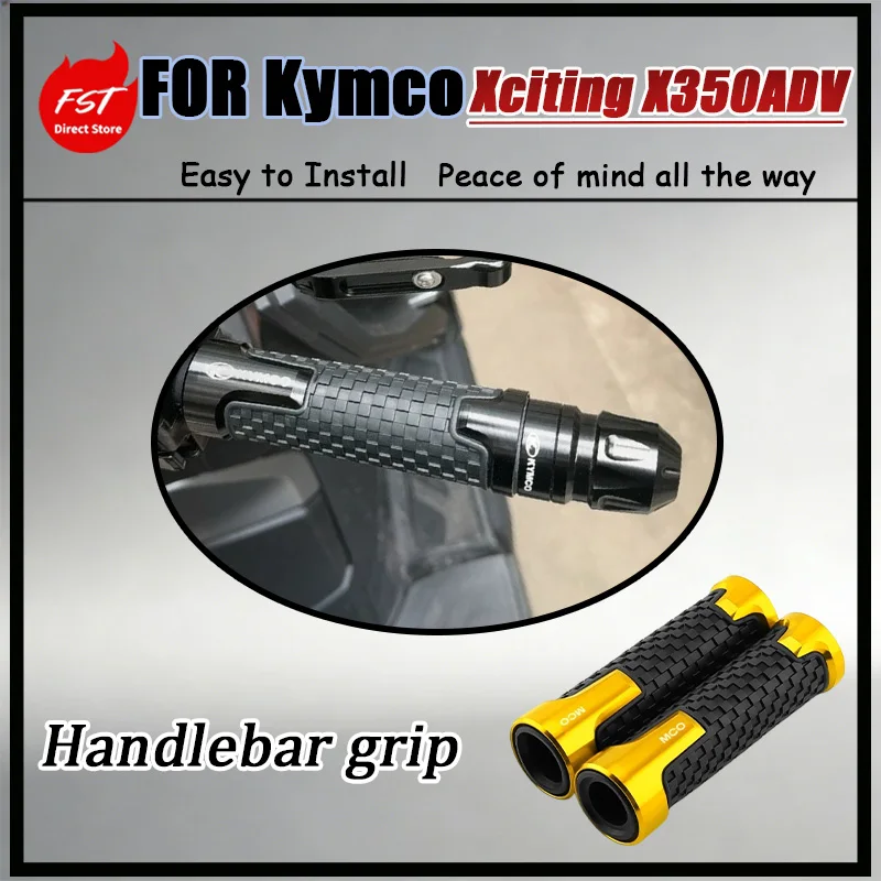 For Kymco Xciting X350ADV Non-Slip Through-Hole Handlebar Grips Aluminum Balance End Cap Assembly Rubber Grips for Scooters