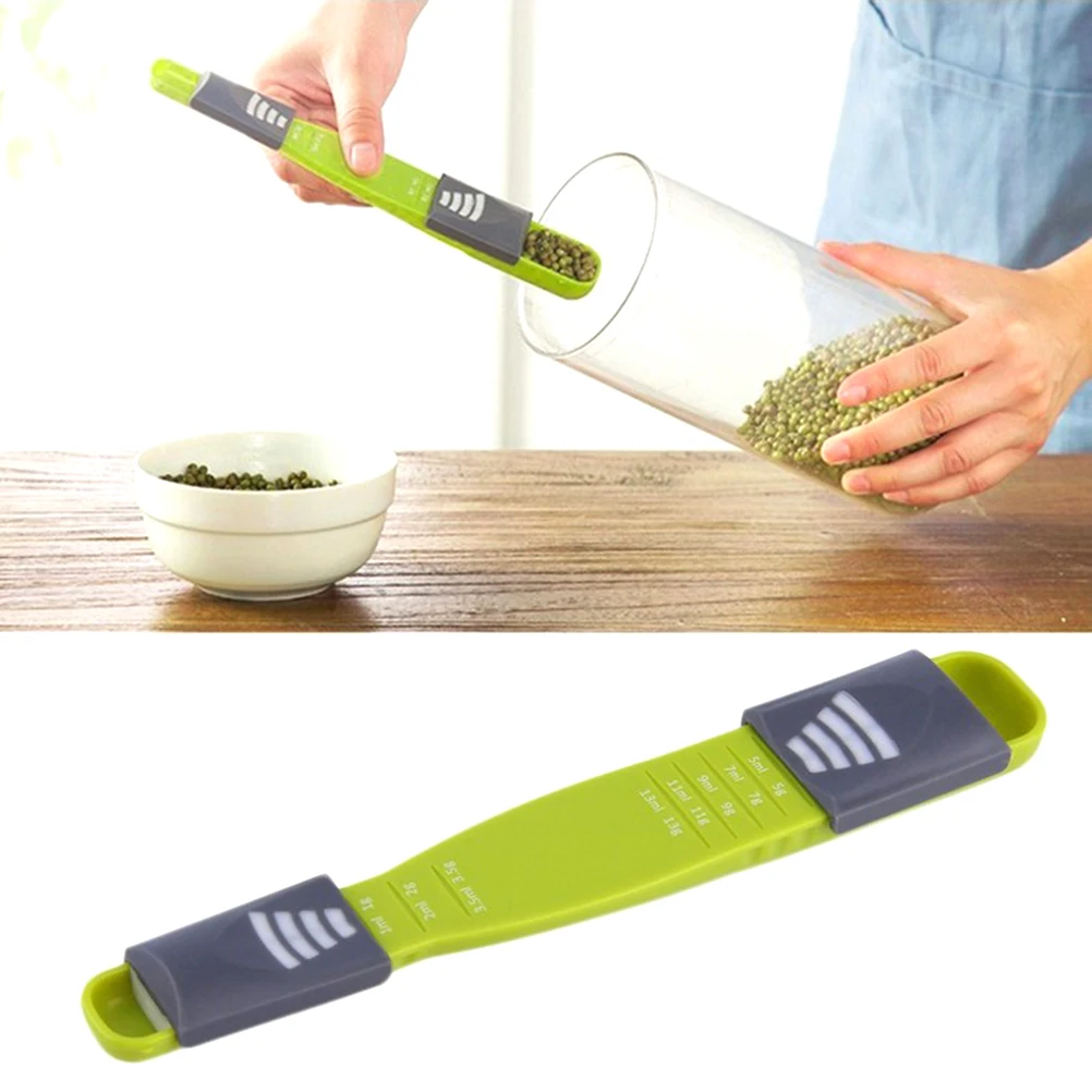 

8pcs Adjustable Measuring Spoons Double Food Grade Plastic 0.5g 13g 0.5ml 13ml Heat Resistant Quantitative Scoops for Solid