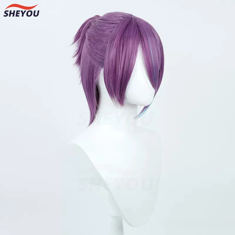 Kamishiro Rui Cosplay Peruca Projeto SEKAI FASE Colorido Mistura Roxo Azul Resistente ao calor Sintético Cabelo Partido Anime Perucas + Peruca Cap