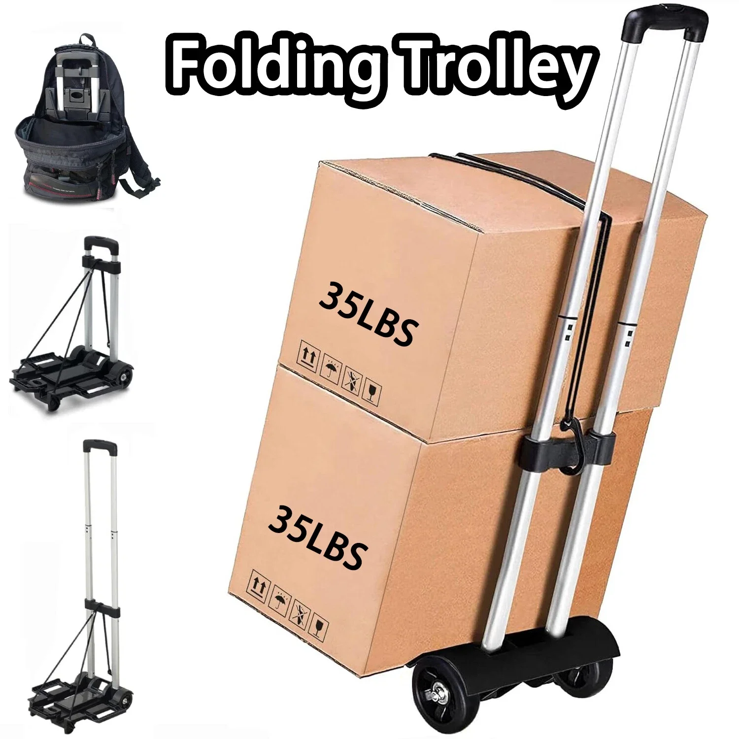 Folding Hand Truck Dolly Cart Multi Functional Convenient Storage Handcart
