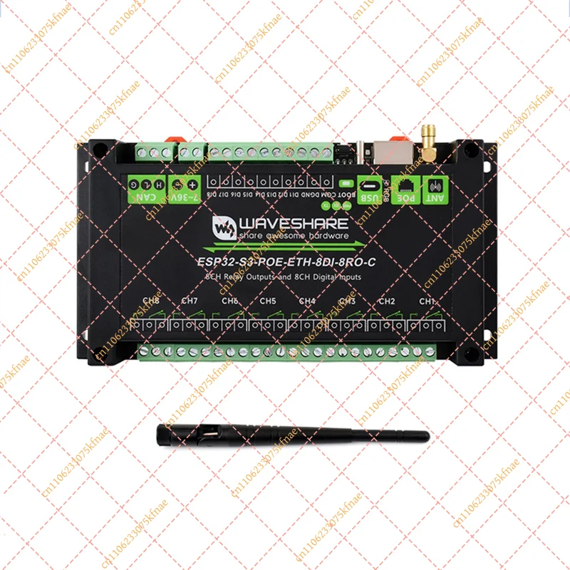 for Waveshare ESP32-S3 Industrial 8CH Relay Module | Wi-Fi/RS485/BLE Network Controller, ETH-8DI-8RO-C