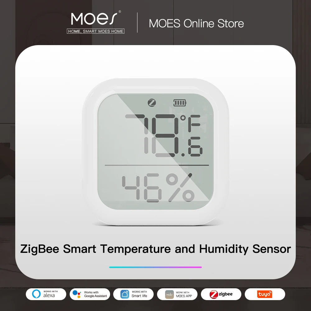 MOES Tuya Smart ZigBee Temperatur und Feuchtigkeit Sensor Innen Hygrometer Mit Digital LCD Display Smart Leben APP Fernbedienung