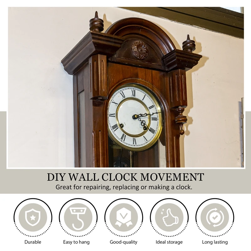 DIY Pendulum Clock Movement Mechanism with 3 Pairs Different Hands Quartz Repair Shaft Wall Clock Kit Parts Replacement-A10G