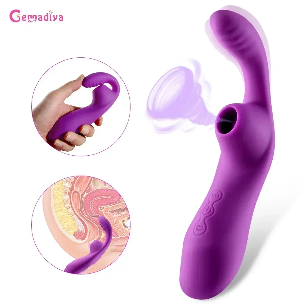 Women's Rabbit Vibrator with Clit Suction And G Spot Vibration Adjustable Speed Nipple Sucker Adult Toy for Sexual Pleasure