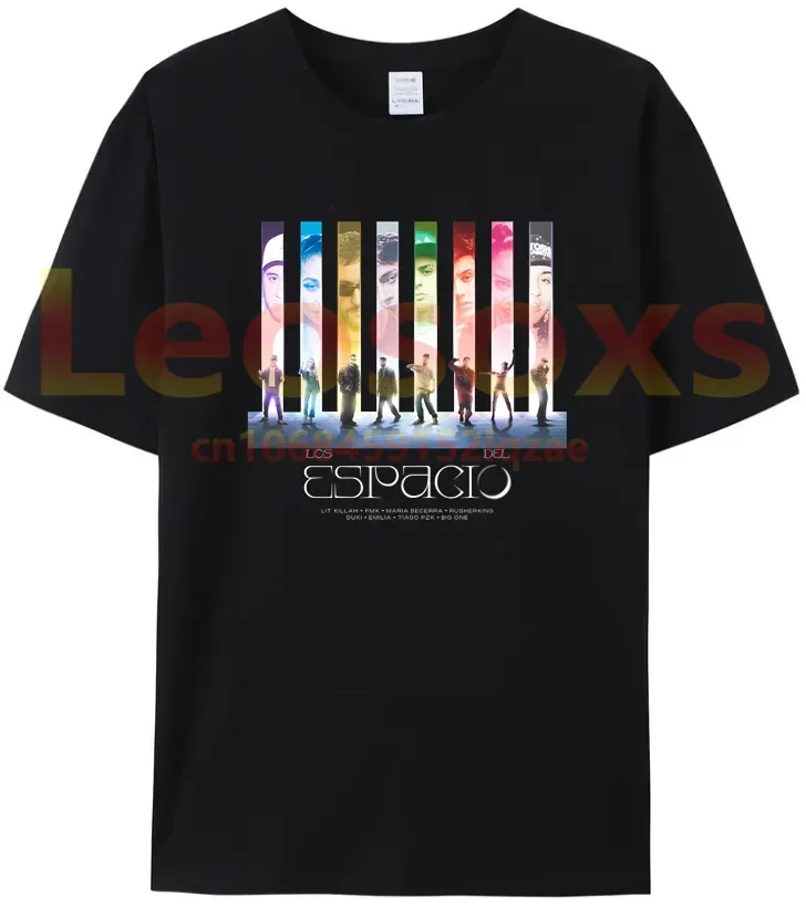 Los del Espacio men's black T-shirt duki and other singer letter print cotton hip-hop Tee