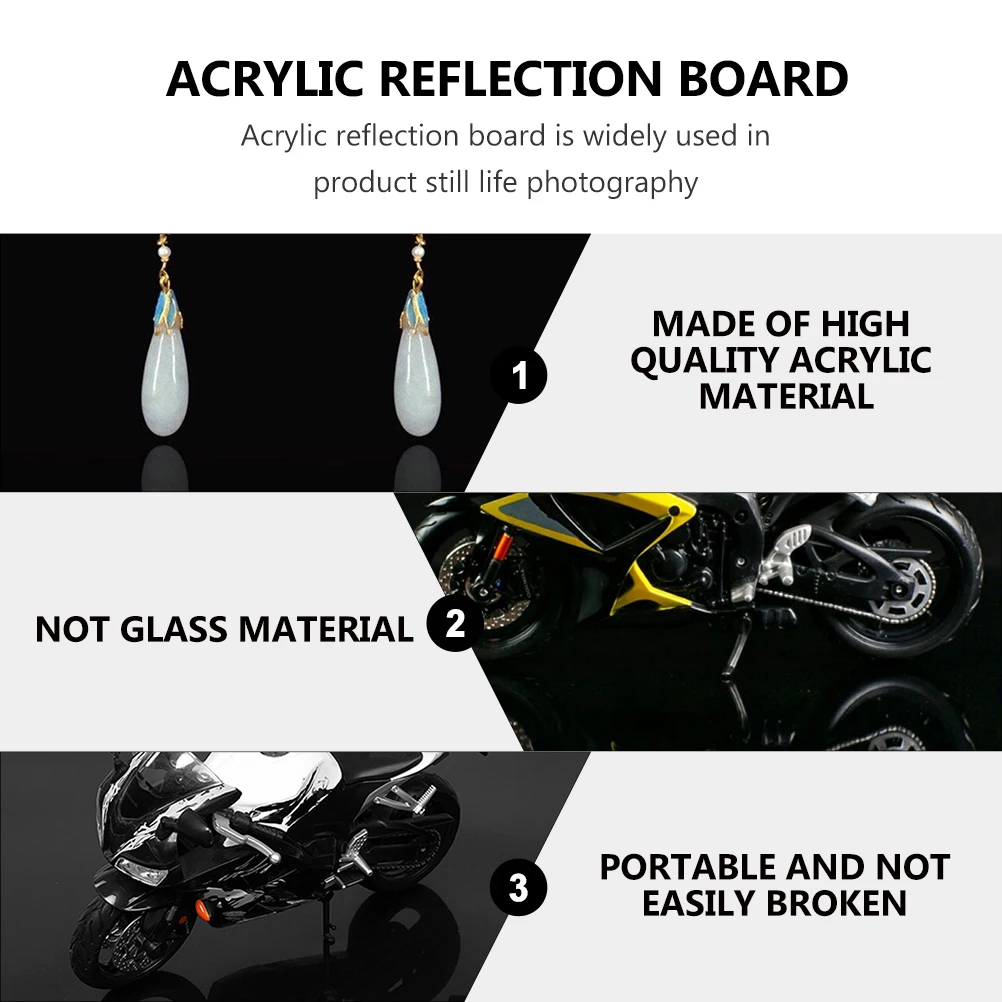 

2Pcs Acrylic Photography Board Reflective Mirror Jewelry Background Props for Clean Pictures Shooting Desktop H held
