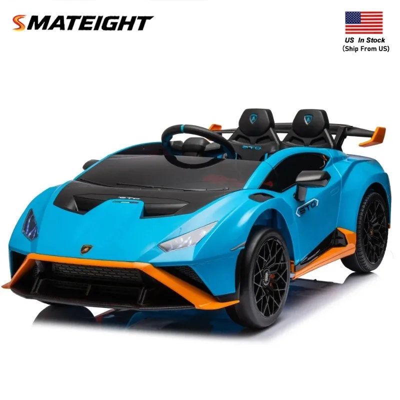 24V Lamborghini Huracan STO Kids Electric Drift Car, 360° Spin, 1.86-5.59MPH, LED Lights, Music, USB, Ride On Toy for Ages 3-6