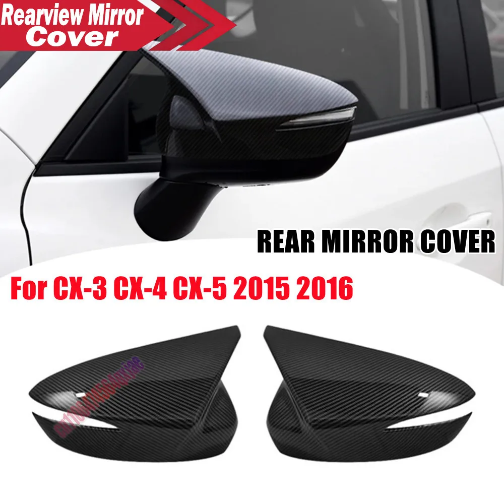 For Mazda CX-5 CX-3 CX-4 2015-2016 ABS Car Rearview Side Mirror Cover Wing Cap Exterior Door Housing Trim Adhesive Sticker