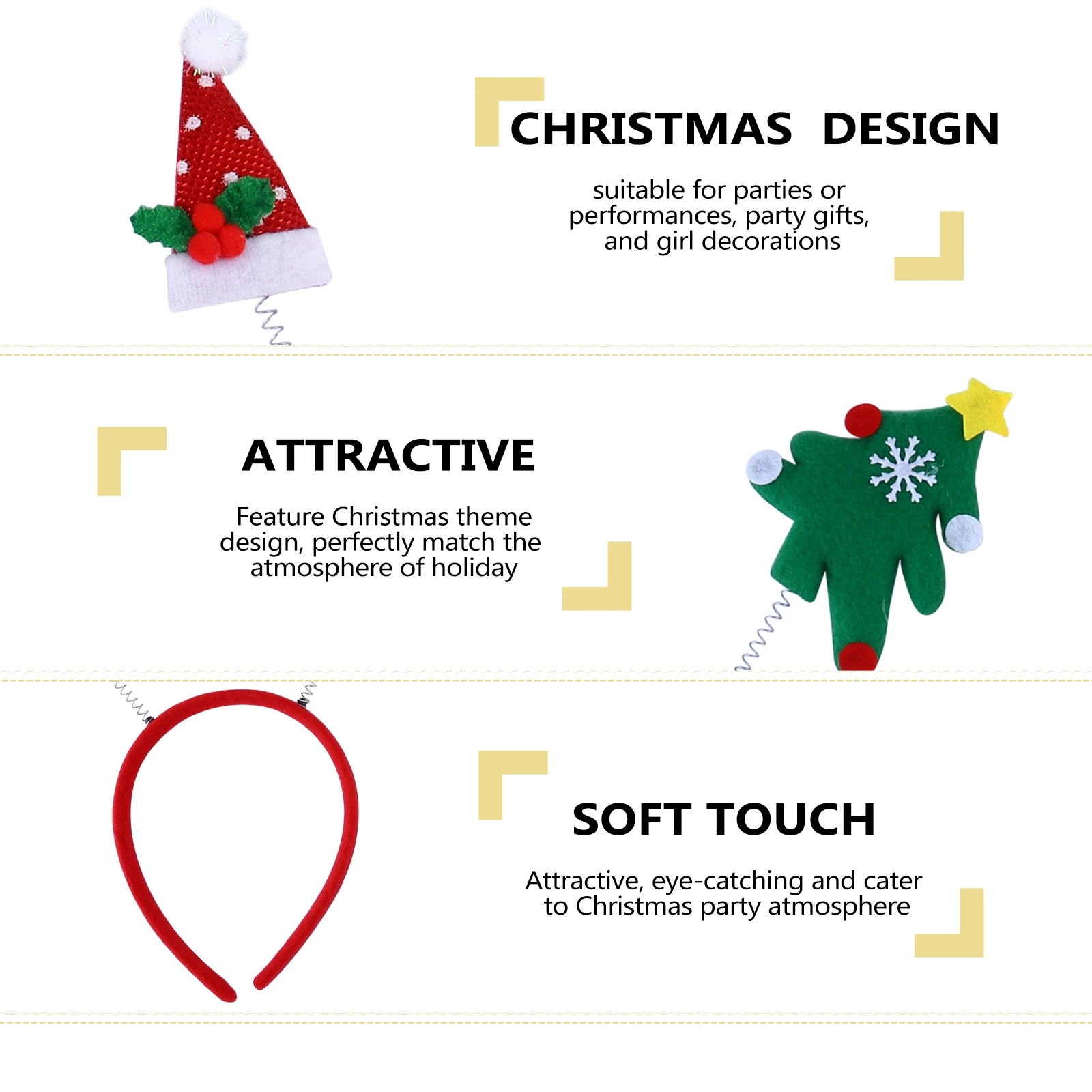 

6pcs Headb Headb Christmas Hair Xmas Hoop Festival Santa Claus Hair Accessories Hairstyling Tools
