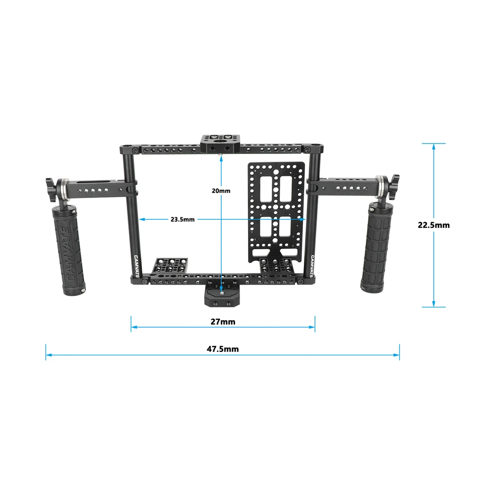 CAMVATE 7inch Monitor Cage Kit with Adjust Dual Rosette Mount Rubber Handgrips With Cheese Plate Shoulder Monitor Cage