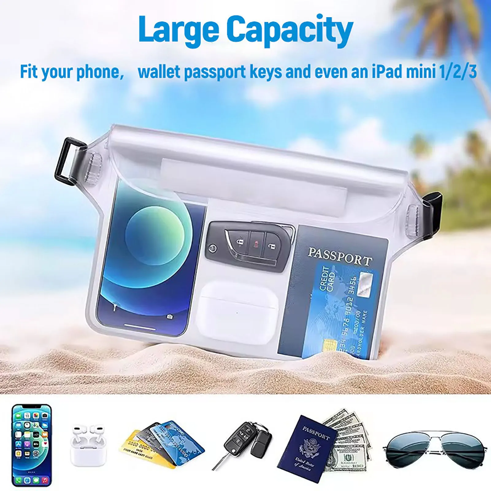 

Large Capacity Waterproof Waist Bags Hands-Free Waist Bag with Adjustable Belt Gifts n Women Girls