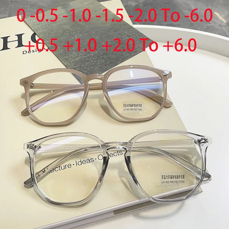 

-1.0 -1.5 -2.0 to -6.0 Polygon Finished Myopia Glasses Transparent Eyeglasses , Reading Eyewear +0.5 +1.0 +2.0 To +6.0