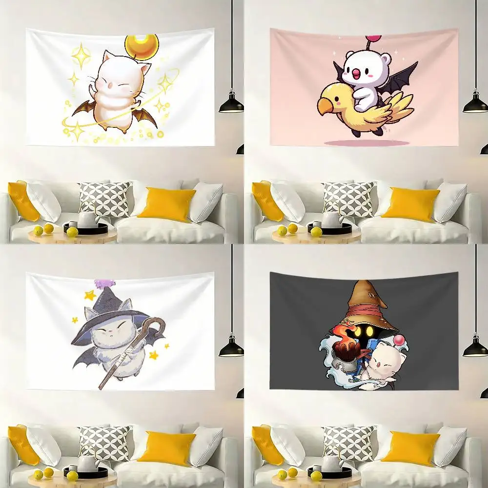F-Final Fantasy Moogle FF VII Flag Digital Printing Banner for Garage Wall Out Door Decoration