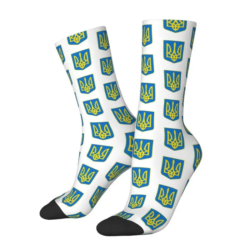 Coat Of Arms Ukraine Flag Mens Crew Socks Unisex Novelty Ukrainian Emblem Trident Spring Summer Autumn Winter Dress Socks