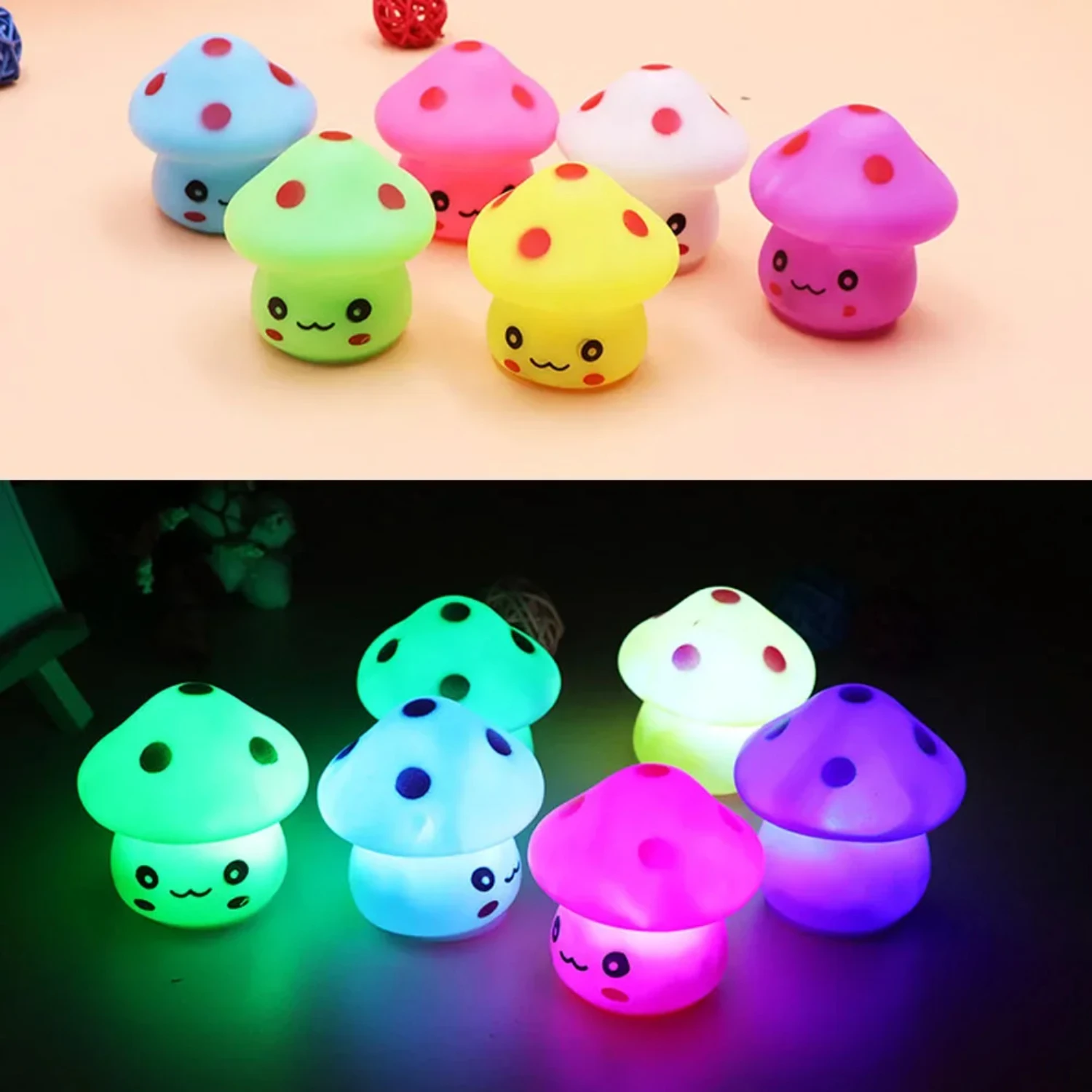 Brightening Children's Bedroom with Charming Mini Mushroom LED Night Light Lamp - Ideal Cute Luminous Toy for Baby's Room Bringi