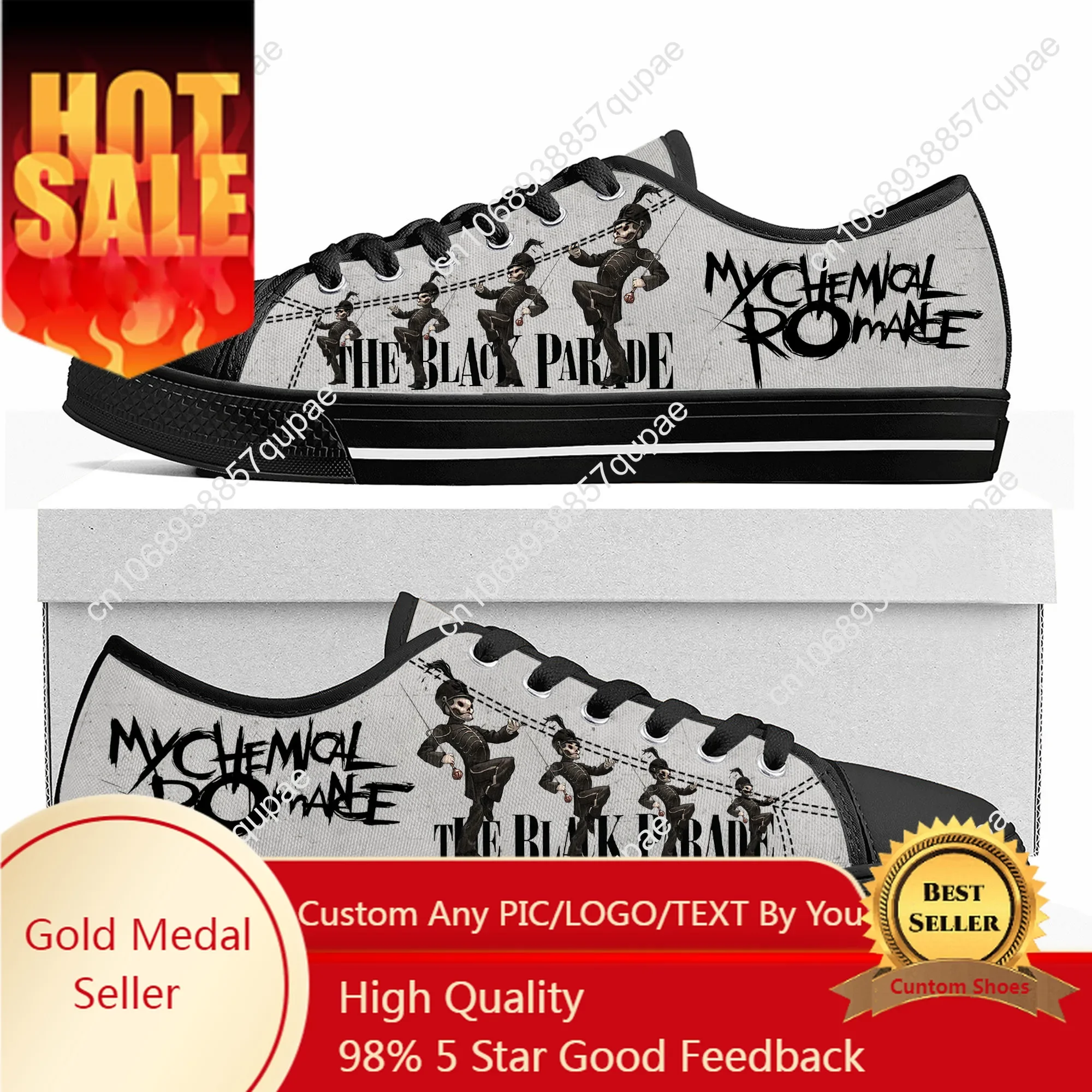 

My Chemical Romance Rock Band Low Top High Quality Sneakers Mens Womens Teenager Canvas Sneaker Casual Couple Shoes Custom Shoe