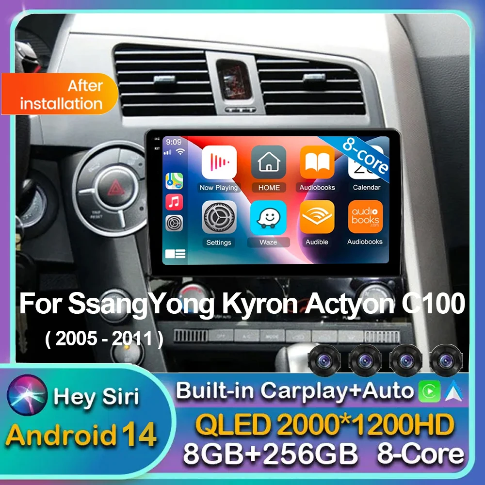 

Android 14 Carplay Auto WIFI+4G Car Radio For SsangYong Kyron Actyon 2005-2013 Multimedia GPS Player Stereo 2din Head Unit Audio