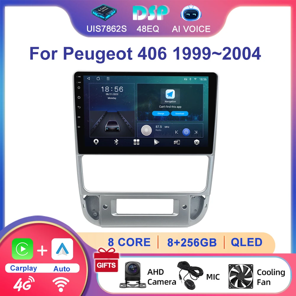 9 Inch Car Radio For Peugeot 406 1999~2004 8 Core 4G DSP BT Android Multimedia Stereo GPS Navi DSP Carplay Autoradio Head Unit
