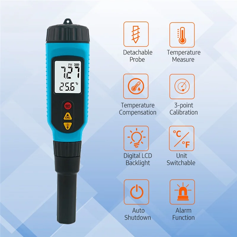 

PH818M PH Meter Solution Temperature Meter For Food Processing 2 In 1 Food PH Tester-B61B